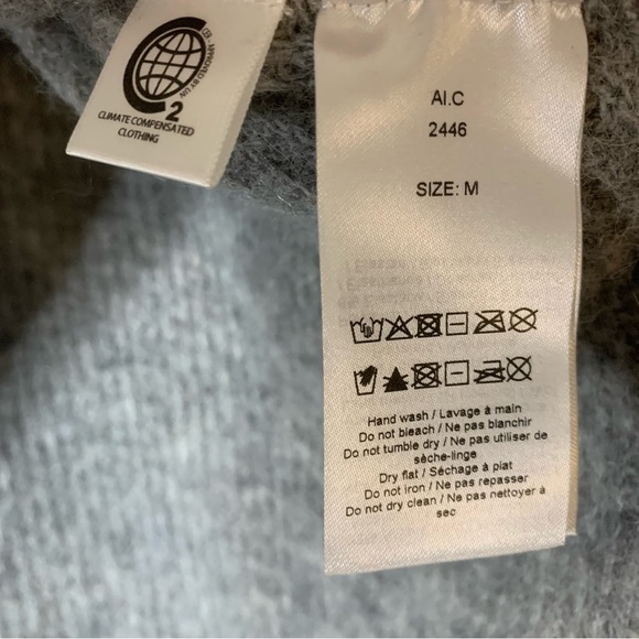 Ganni Womens gray alpaca wool blend hooded longline sweater M - Picture 6 of 9